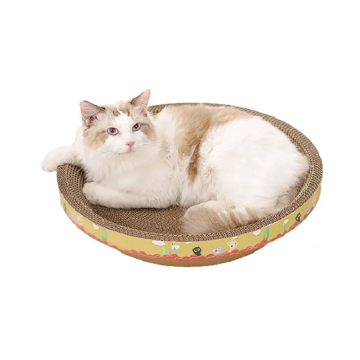 Cama rascador de cartón corrugado redondo para gatos de 52cm diámetro